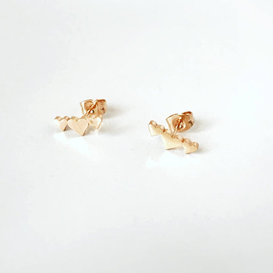 KellyMack.Co Rose Gold Trailing Hearts Stainless Steel Post Earrings