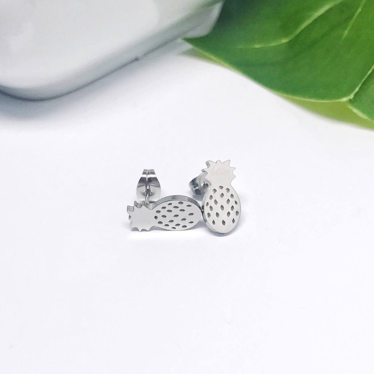 KellyMack.Co Silver Pineapple Stainless Steel Post Earrings