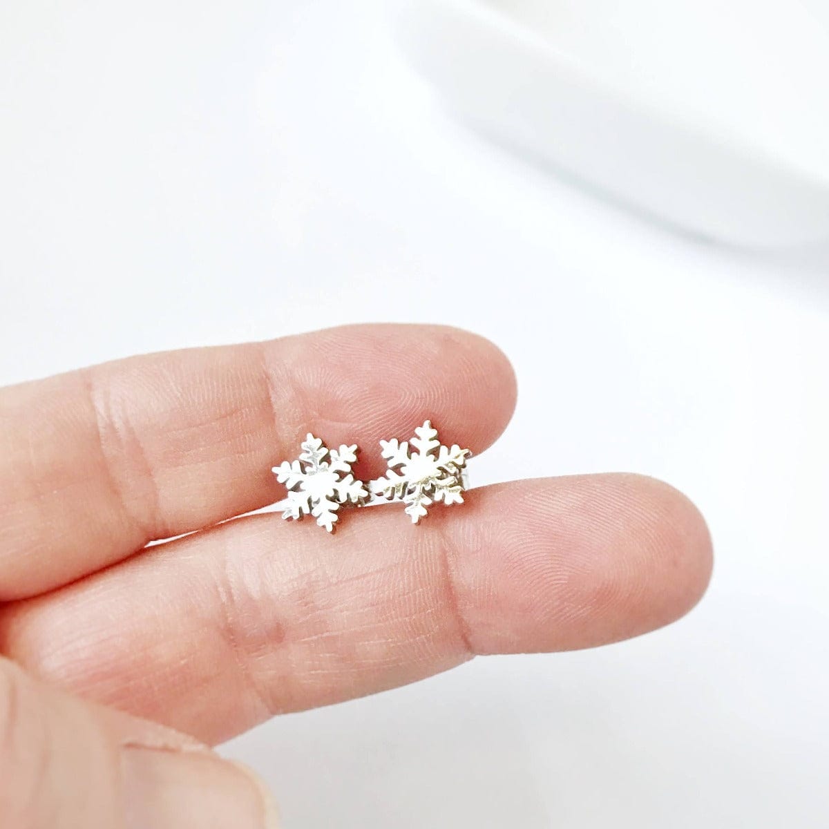 KellyMack.Co Silver Snowflake Stainless Steel Post Earrings