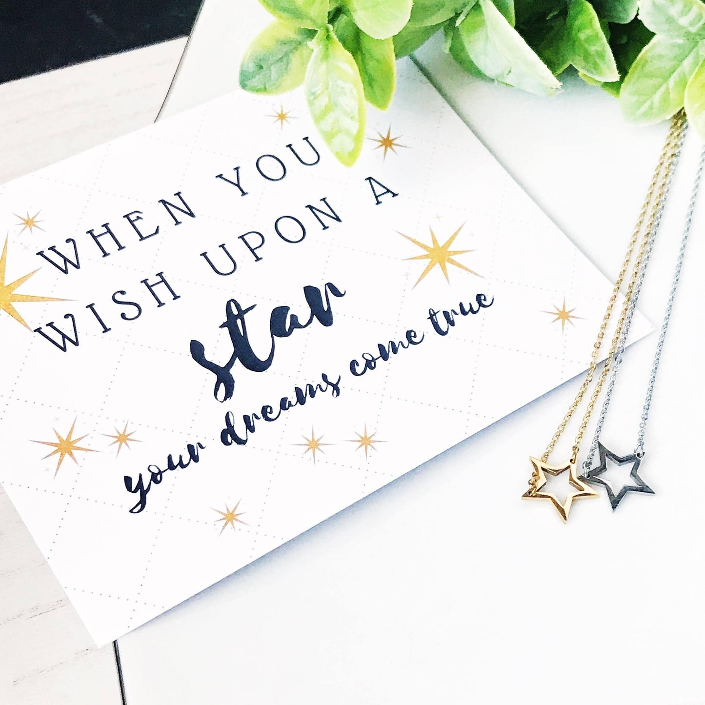 KellyMack.Co Star Necklace Stainless Steel High School Graduation Gift for Girls When You Wish  Senior Gift Jewelry High School College Notecard