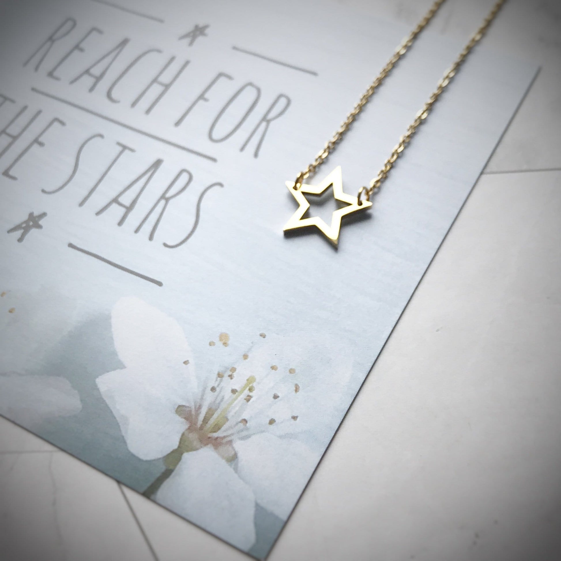 KellyMack.Co Style Accessories Gold Outline Star -- Reach for the Stars Simple Pendant Necklaces