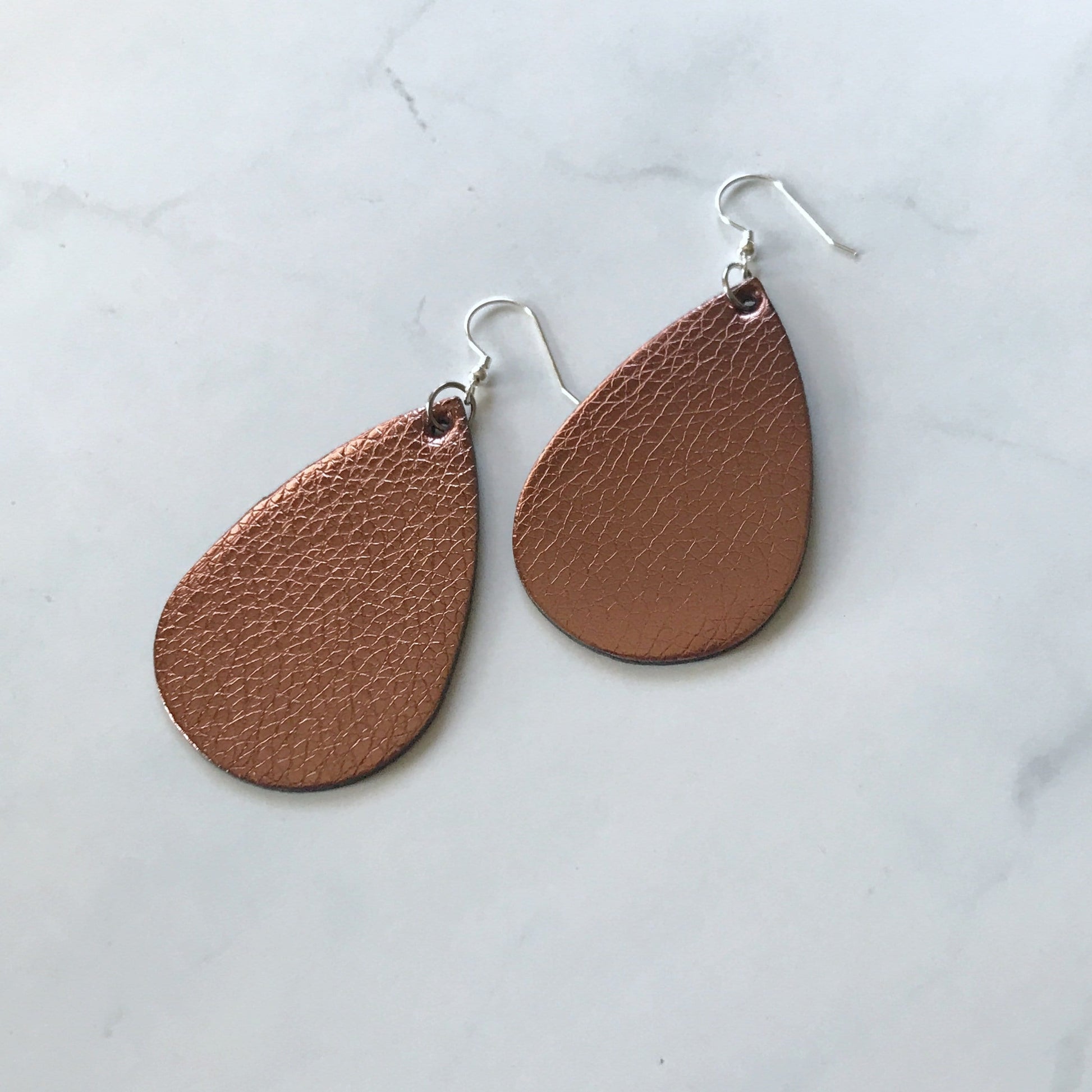KellyMack.Co Style Accessories Olivia - Shimmer Bronze Faux Leather Teardrop Earrings
