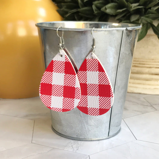 KellyMack.Co Style Accessories Quincy - Red and White Gingham Earrings
