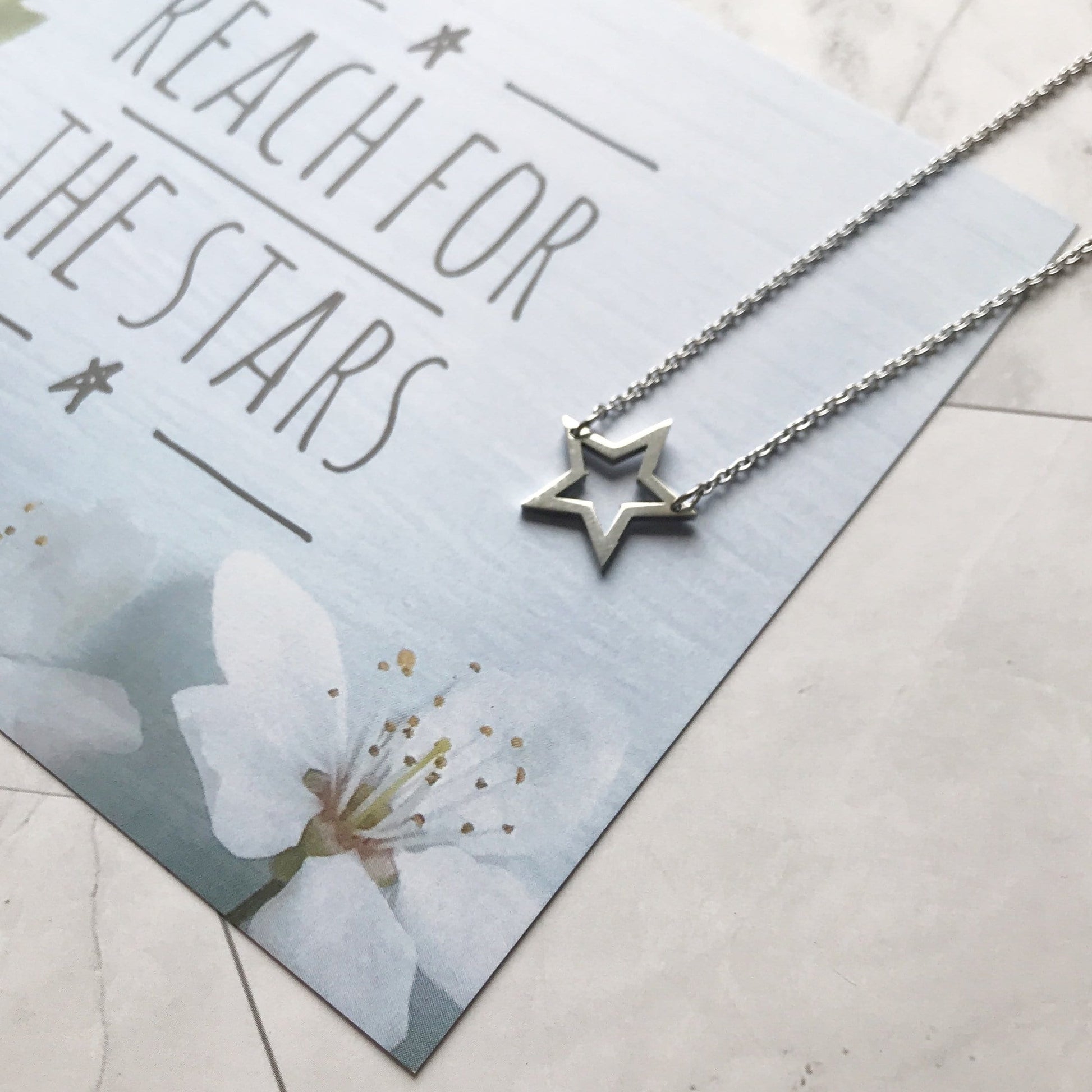 KellyMack.Co Style Accessories Silver Outline Star -- Reach for the Stars Simple Pendant Necklaces