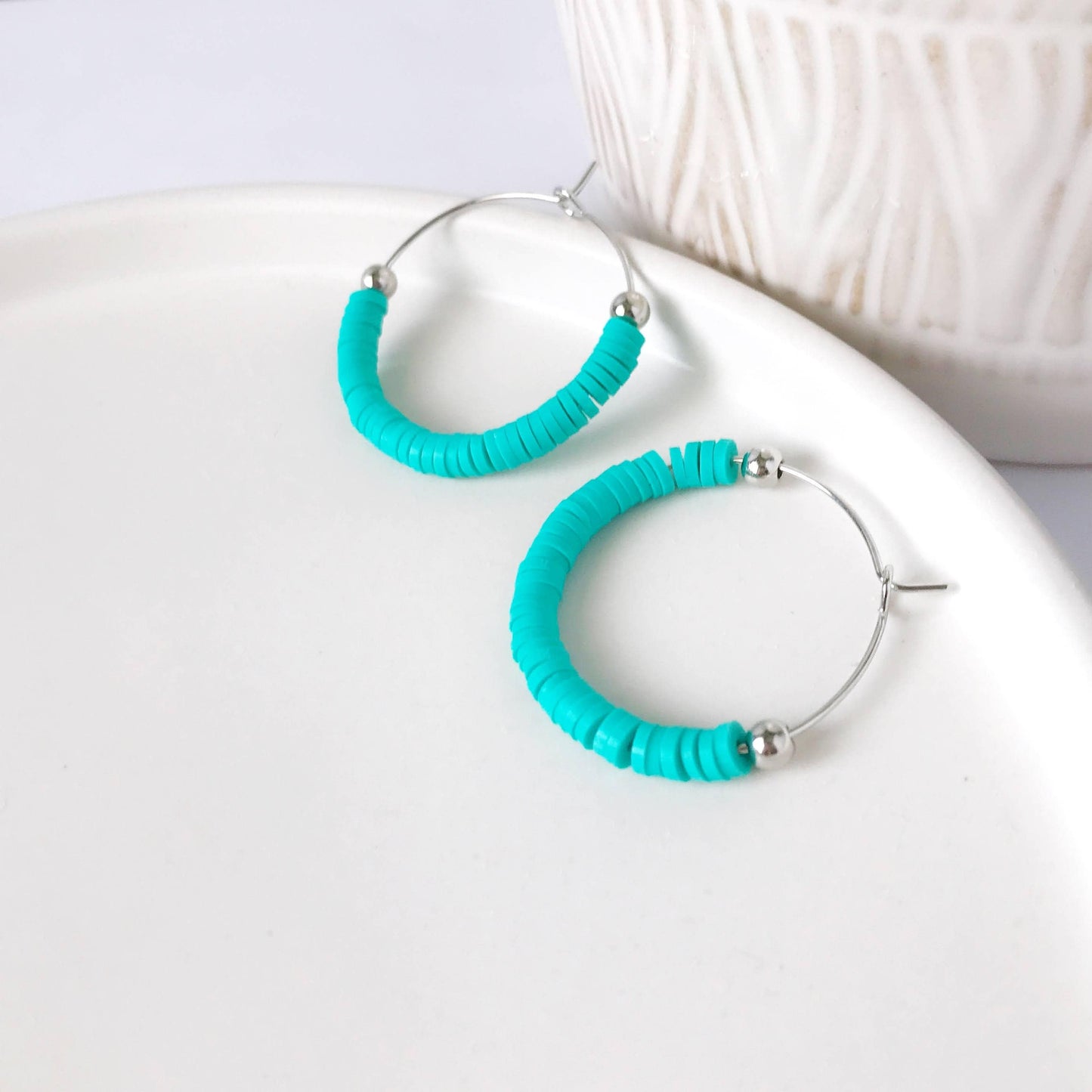 KellyMack.Co Turquoise Harlow Mini Beaded Hoop Earrings