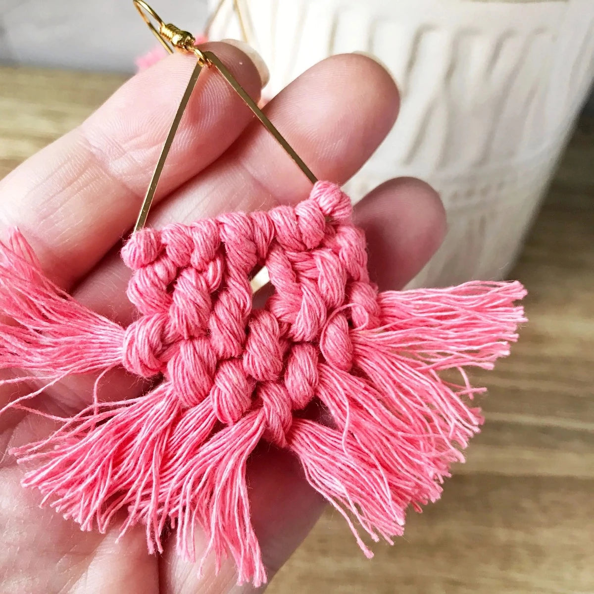 KellyMack.Co Valerie :: Framed Perfect Pink Macrame Weave