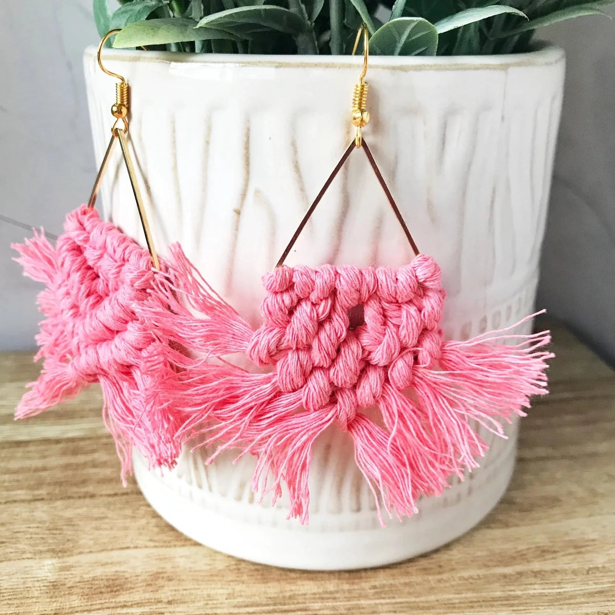 KellyMack.Co Valerie :: Framed Perfect Pink Macrame Weave